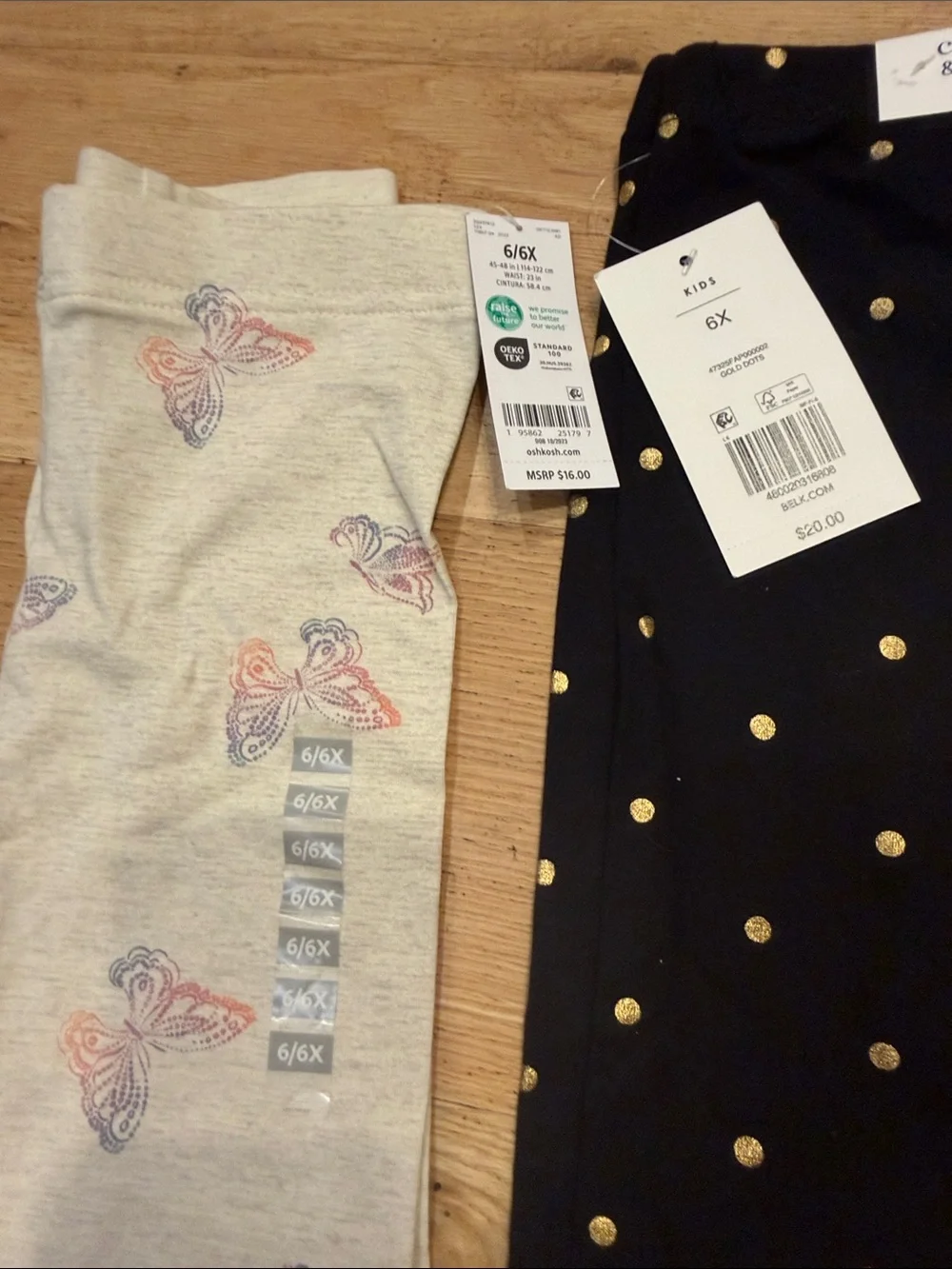crown & ivy Three-Pack Girls' Leggings in Black, Cream & Black Patterned